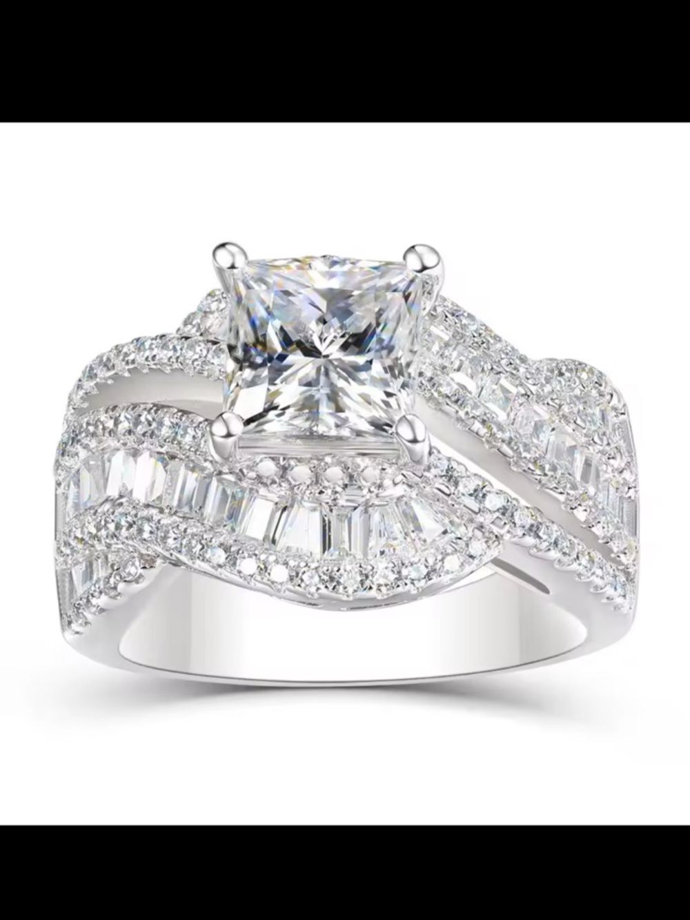 Silver CZ Cubic Zirconia Ring Wedding proposal Silver Size 7